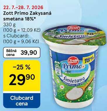 Zott Primo Zakysaná smetana 18%, 330 g