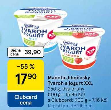 Madeta Jihočeský Tvaroh a jogurt XXL, 250 g