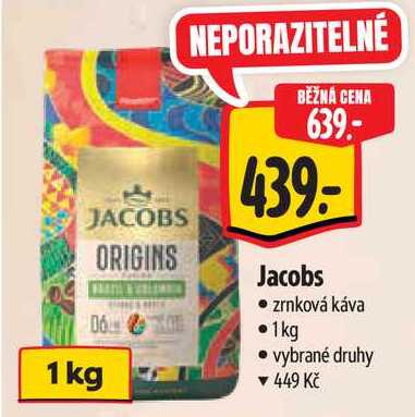 Jacobs zrnková káva, 1 kg