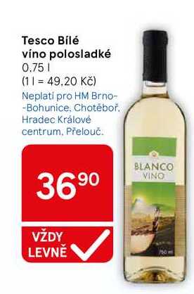 Tesco Bílé víno polosladké, 0.75 l