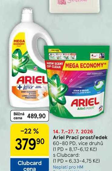 Ariel Prací prostředek, 60-80 PD, více druhů