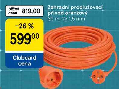 Zahradní prodlužovací přívod oranžový, 30 m, 2x 1.5 mm