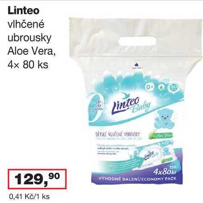 Linteo vlhčené ubrousky Aloe Vera, 4x 80 ks
