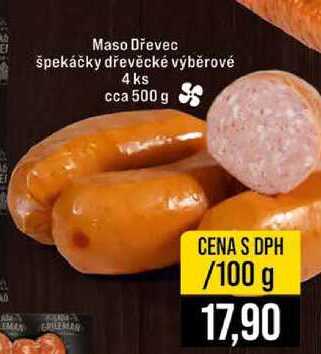 Maso Dřevec špekáčky dřevěcké výběrové 4 ks cca 500 g 100g