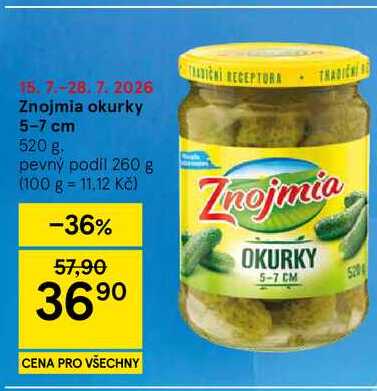 Znojmia okurky 5-7 cm, 520 g