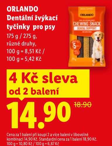 ORLANDO Dentální žvýkací tyčinky pro psy, 175 g / 275 g