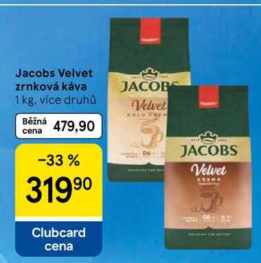 Jacobs Velvet zrnková káva, 1 kg