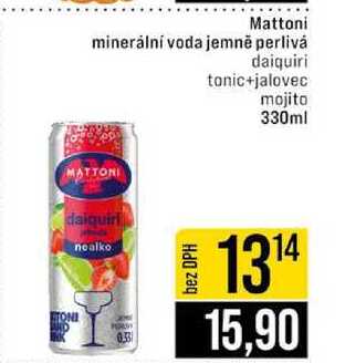 Mattoni minerální voda jemně perlivá daiquiri tonic+jalovec mojito 330ml
