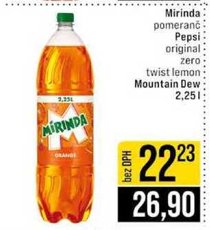 Mirinda pomeranč Pepsi original zero twist lemon Mountain Dew 2,25l