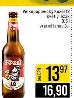 Velkopopovický Kozel 12 světlý ležák 0,5l