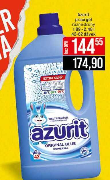 Azurit prací gel různé druhy 1,89-2,48l 42-62 dávek