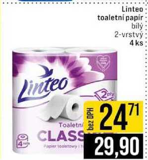 Linteo toaletní papír bily 2-vrstvý 4 ks