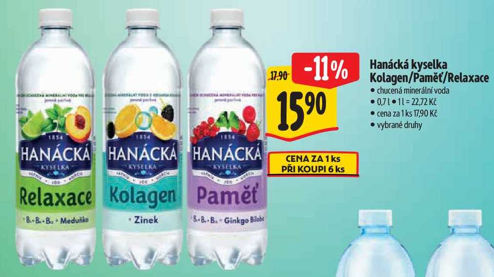 Hanácká kyselka Kolagen/Paměť/Relaxace, 0,7 l