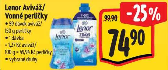 Lenor Aviváž/Vonné perličky, 59 dávek aviváž/150 g perličky