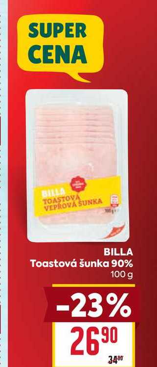 BILLA Toastová šunka 90% 100 g