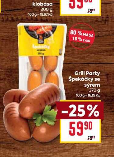 Grill Party špekáčky se sýrem 370 g