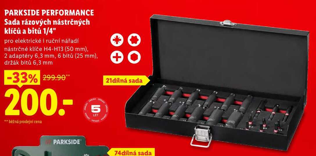 PARKSIDE PERFORMANCE Sada rázových nástrčných klíčů a bitů 1/4"