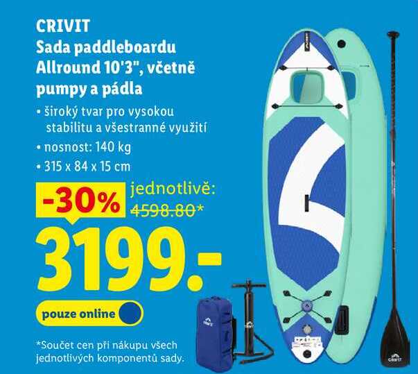 CRIVIT Sada paddleboardu Allround 10'3", včetně pumpy a pádla