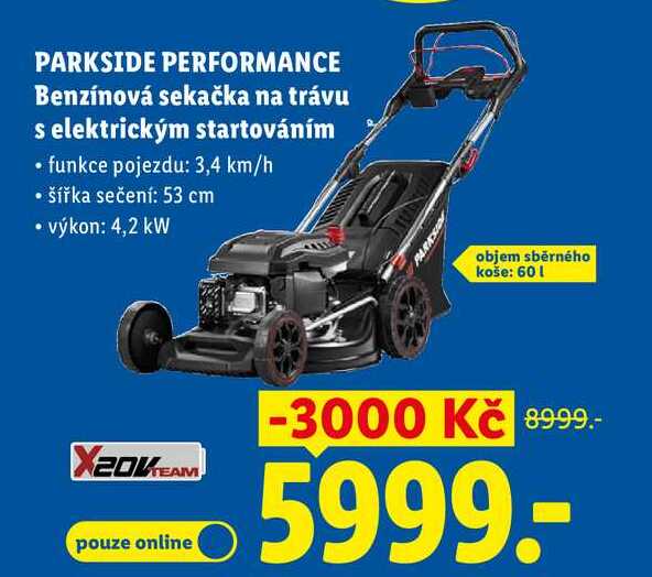PARKSIDE PERFORMANCE Benzínová sekačka na trávu s elektrickým startováním