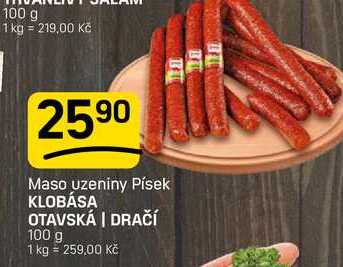 Maso uzeniny Písek KLOBÁSA OTAVSKÁ | DRAČÍ 100g