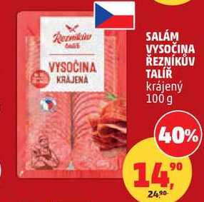 SALÁM VYSOČINA ŘEZNÍKŮV TALÍŘ krájený, 100 g
