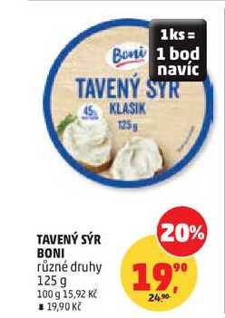 TAVENÝ SÝR BONI 20% různé druhy, 125 g
