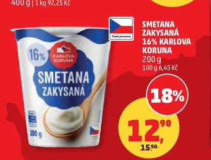SMETANA ZAKYSANÁ 16% KARLOVA KORUNA, 200 g