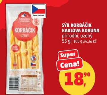 SÝR KORBÁČIK KARLOVA KORUNA přírodní, 55 g