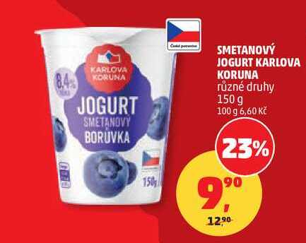 SMETANOVÝ JOGURT KARLOVA KORUNA různé druhy, 150 g