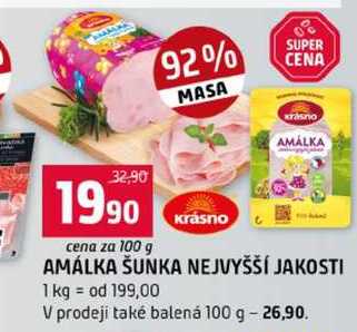 AMÁLKA ŠUNKA NEJVYŠŠÍ JAKOSTI V prodeji také balená 100 g