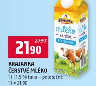 KRAJANKA ČERSTVÉ MLÉKO 1,5% tuku polotučné 1l