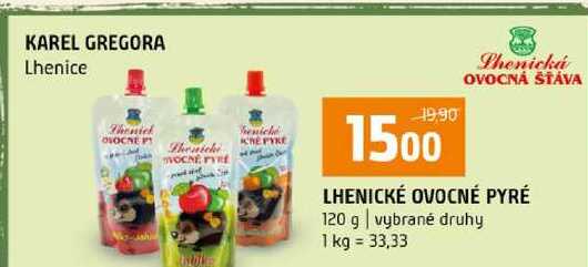 LHENICKÉ OVOCNÉ PYRÉ 120 g vybrané druhy