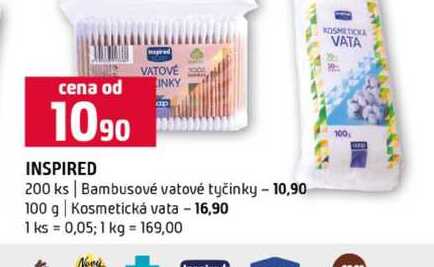 INSPIRED 200 ks Bambusové vatové tyčinky 100 g Kosmetická vata