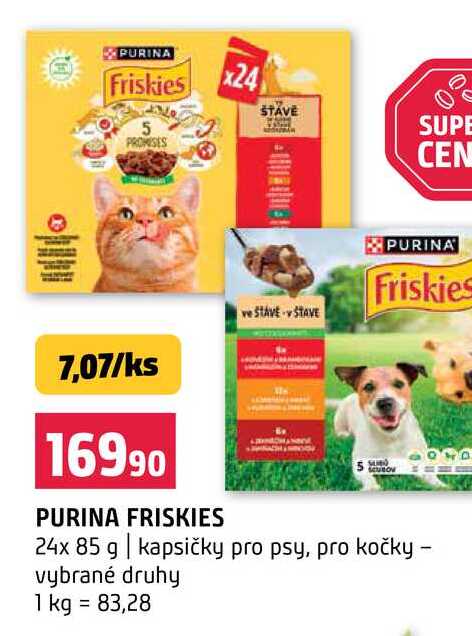 PURINA FRISKIES 24x 85 g kapsičky pro psy, pro kočky vybrané druhy