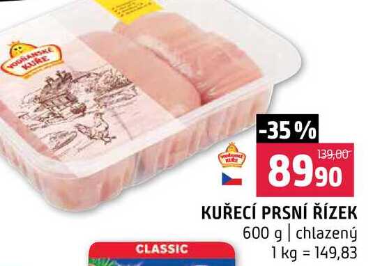 KUŘECÍ PRSNÍ ŘÍZEK 600 g chlazený