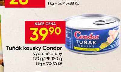 Condor Tuňák kouskyvybrané druhy 170 g/PP 120 g