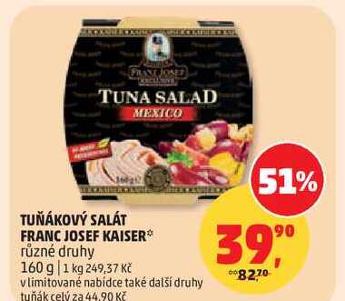 TUŇÁKOVÝ SALÁT FRANC JOSEF KAISER různé druhy, 160 g