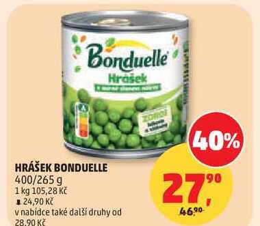BONDUELLE hrášek, 400/265 g