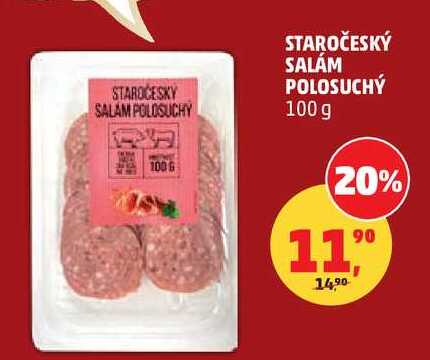 STAROČESKÝ SALÁM POLOSUCHÝ, 100 g  
