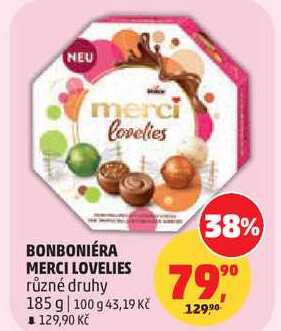 BONBONIÉRA MERCI LOVELIES různé druhy, 185 g
