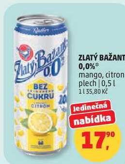 ZLATÝ BAŽANT 0,0% mango, plech, 0,5 l