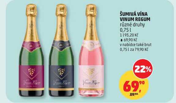 ŠUMIVÁ VÍNA VINUM REGUM různé druhy, 0,75 l