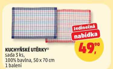 KUCHYŇSKÉ UTĚRKY, sada 3 ks, 100% bavlna, 50 x 70 cm, 1 balení