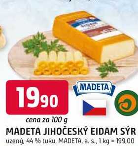 MADETA JIHOČESKÝ EIDAM SÝR uzený, 44 % tuku, 100g
