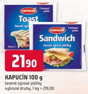 KAPUCÍN 100 g tavené sýrové plátky vybrané druhy