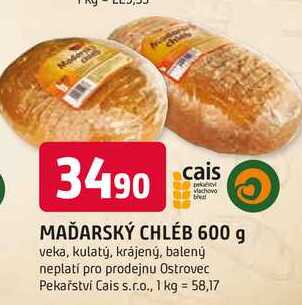 MAĎARSKÝ CHLÉB 600 g
