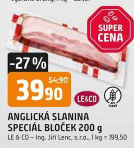 ANGLICKÁ SLANINA SPECIÁL BLOČEK 200 g