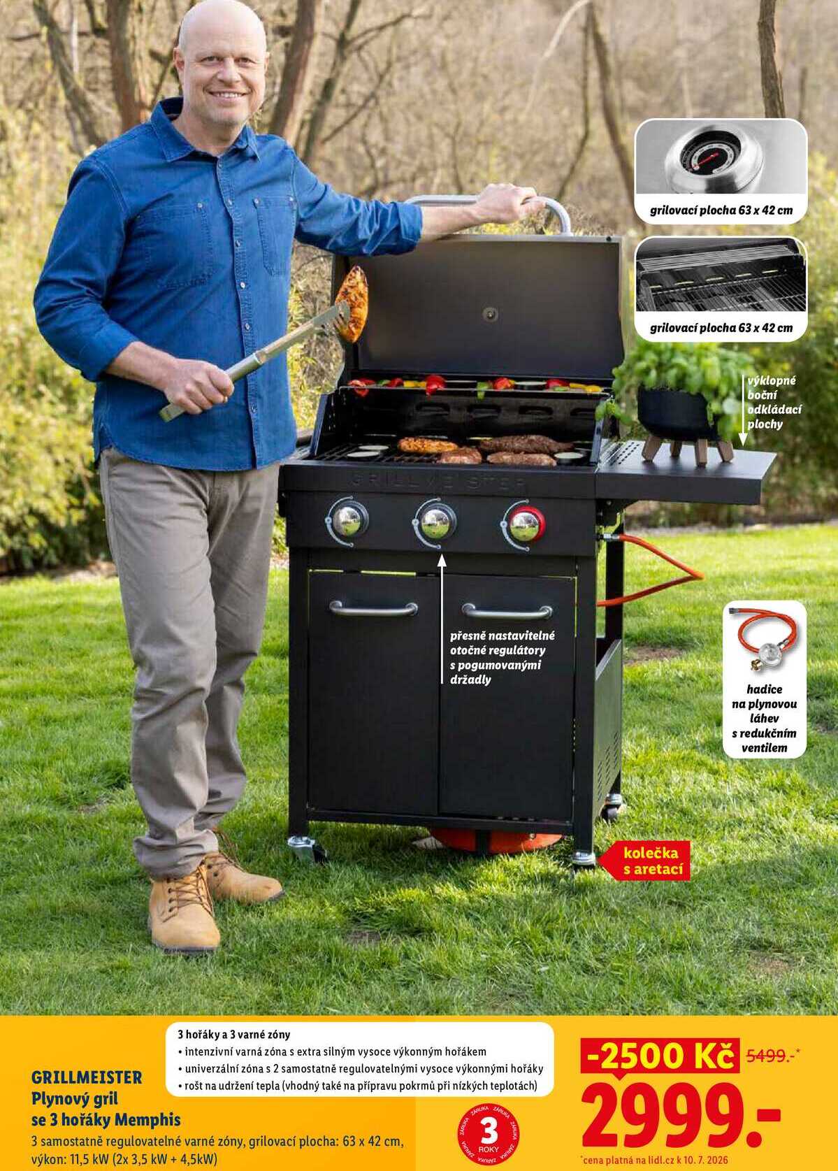 GRILLMEISTER Plynový gril 3 hořáky 