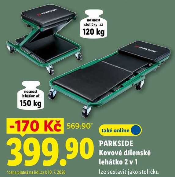 PARKSIDE Kovové dílenské lehátko 2 v 1 
