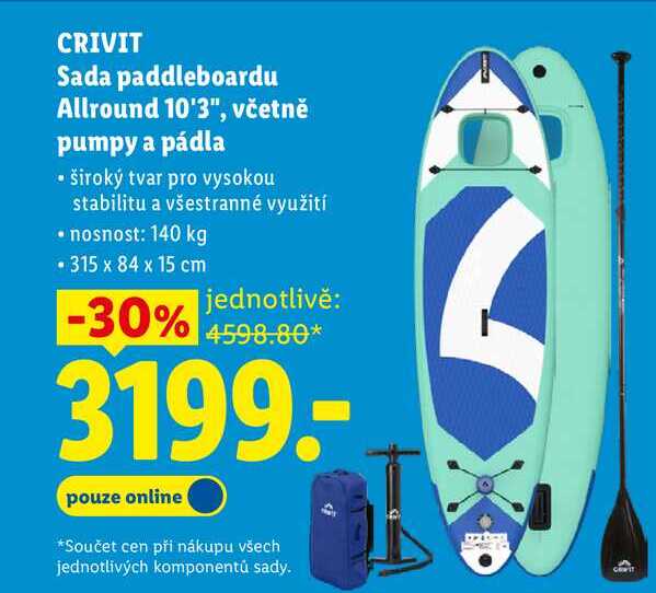 CRIVIT Sada paddleboardu Allround 10'3", včetně pumpy a pádla 
